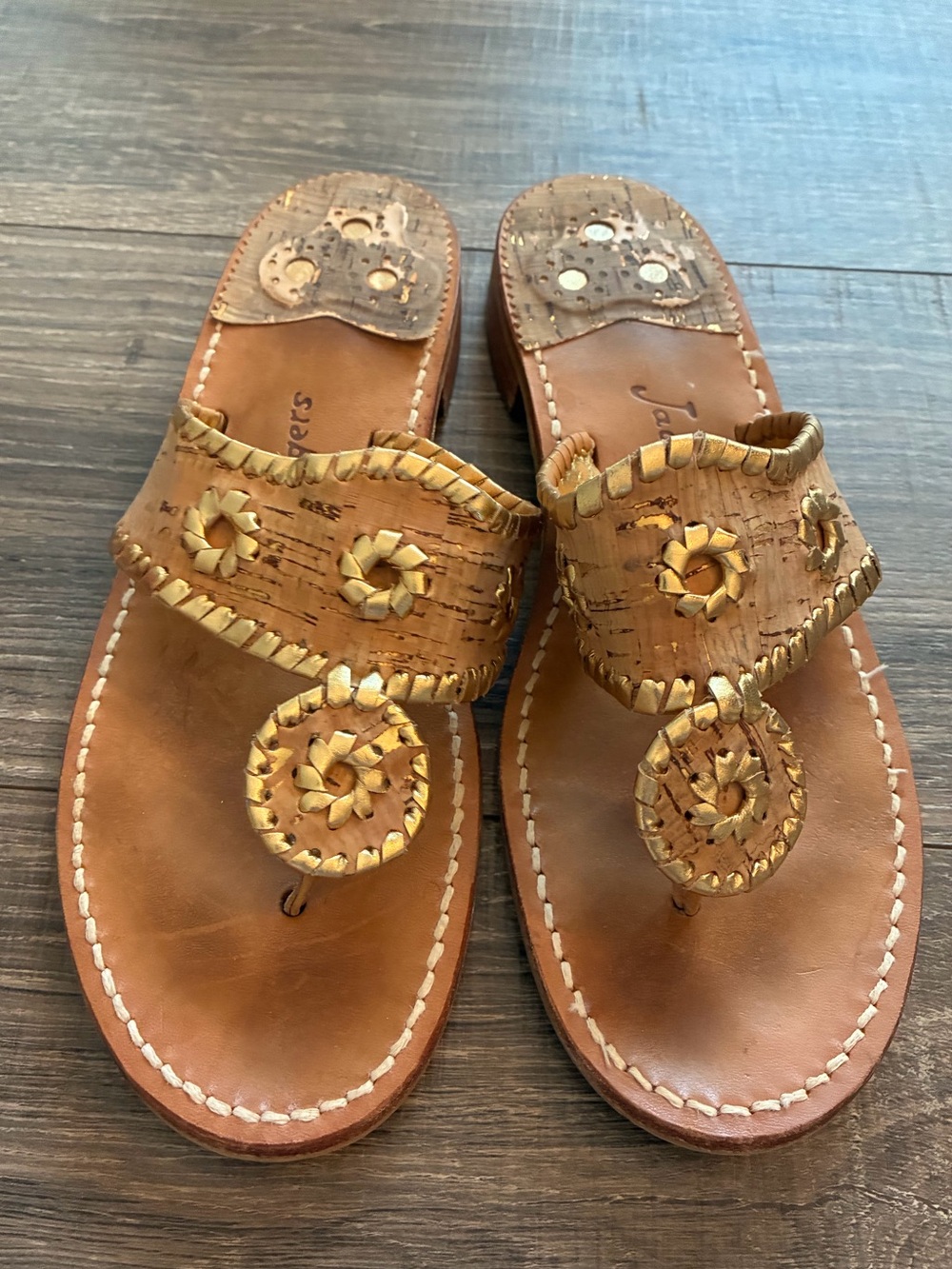 Jack Rogers Jacks Flat in Cork & Gold